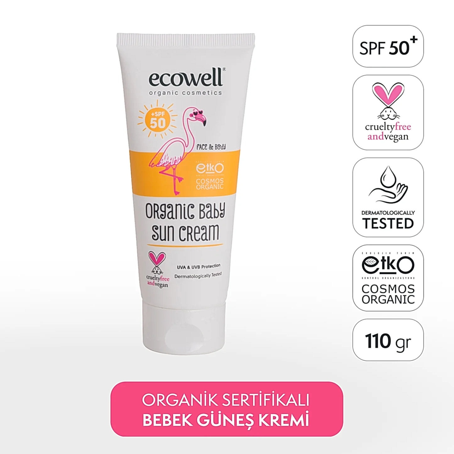 Sertifikalı Organik Bebek Güneş Kremi SPF 50 - 110 gr