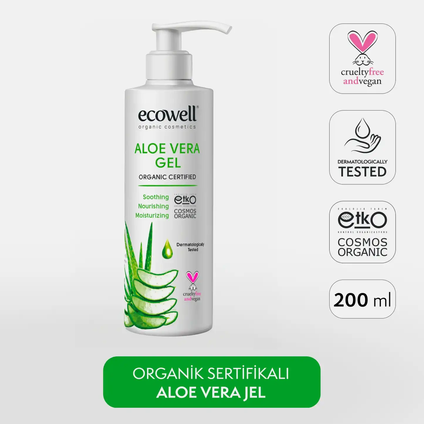 Sertifikalı Organik Aloe Vera Jel - 200 ml